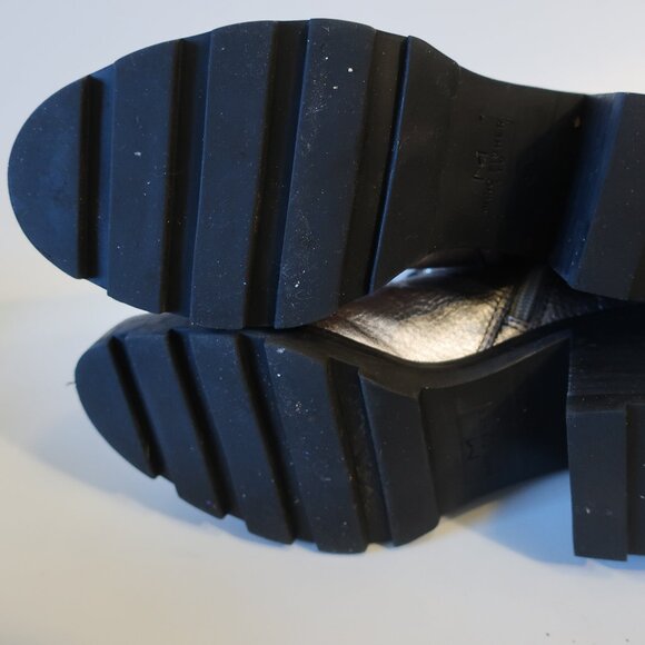 Womens Marc Fisher Waren Silver Leather Lace Up Zip Block Heeled Combat Boots 8 - Picture 9 of 15